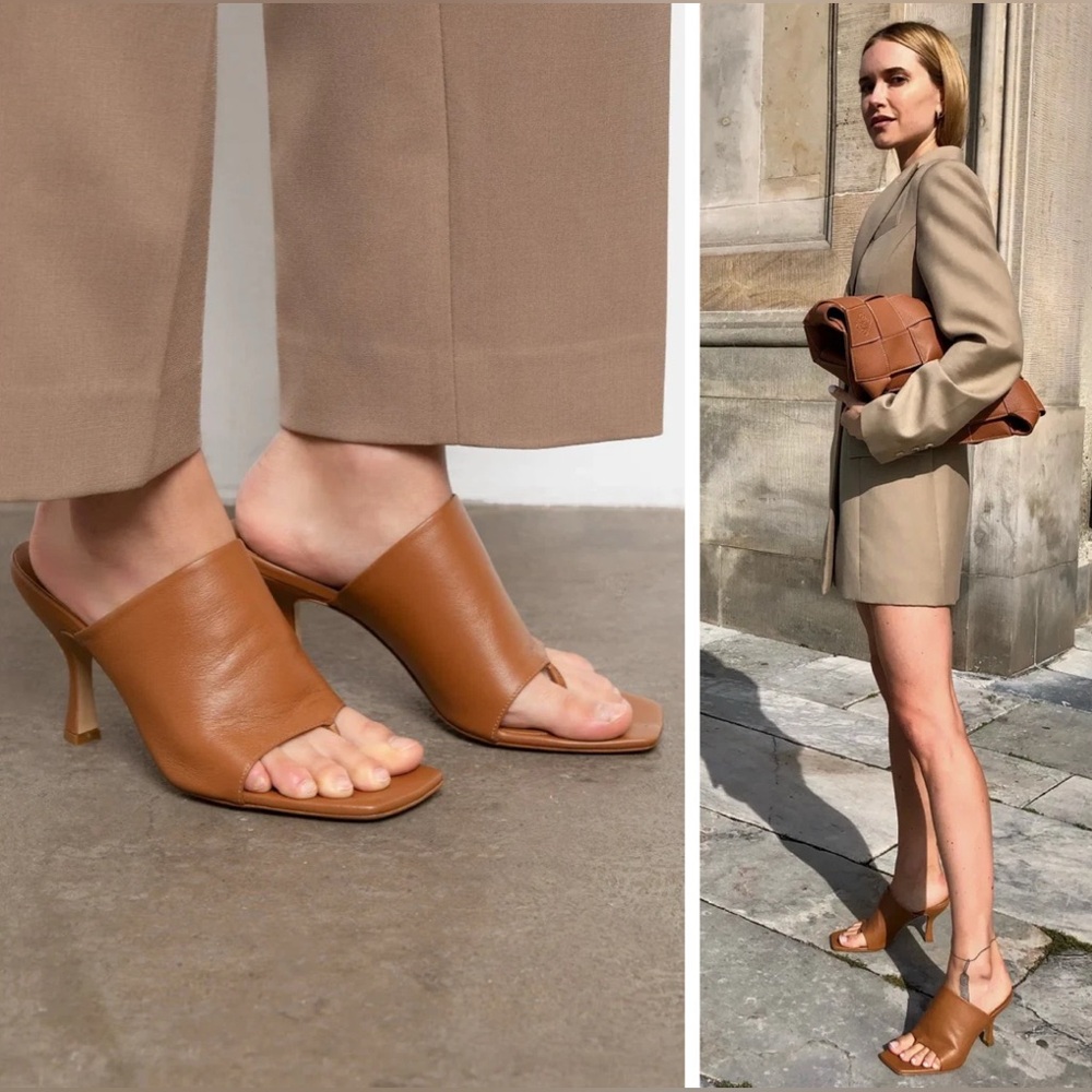 Gia x Pernille Teisbaek Brown Leather Mules